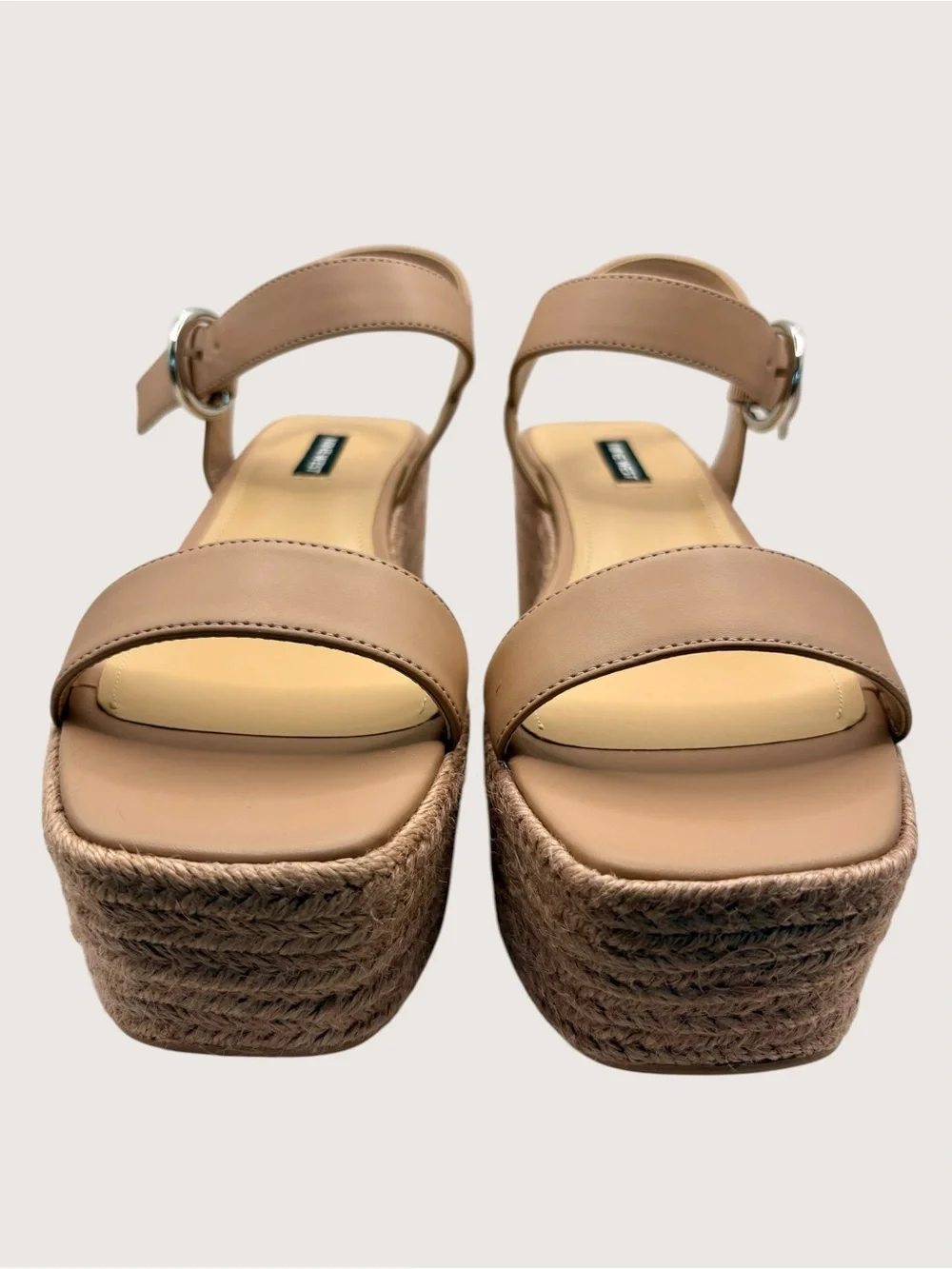 Nine West Nude Espadrille Platform Wedge Sandals 9.5 NWOB